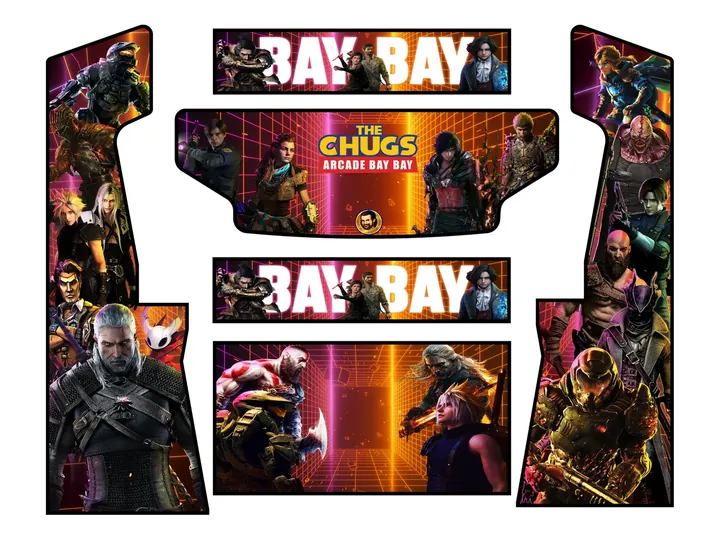 Flat artwork panels for Adam Cole — Bay Bay Arcade