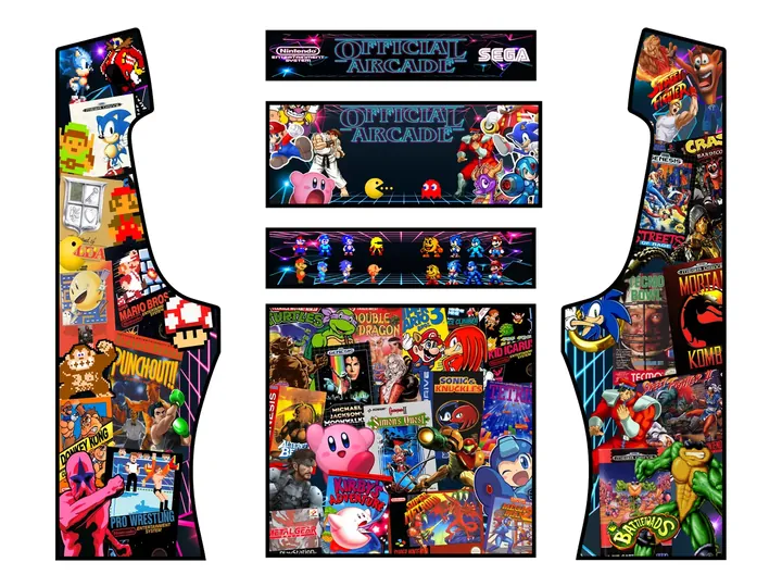 Flat artwork panels for Adam Pearce — It’s Official Arcade