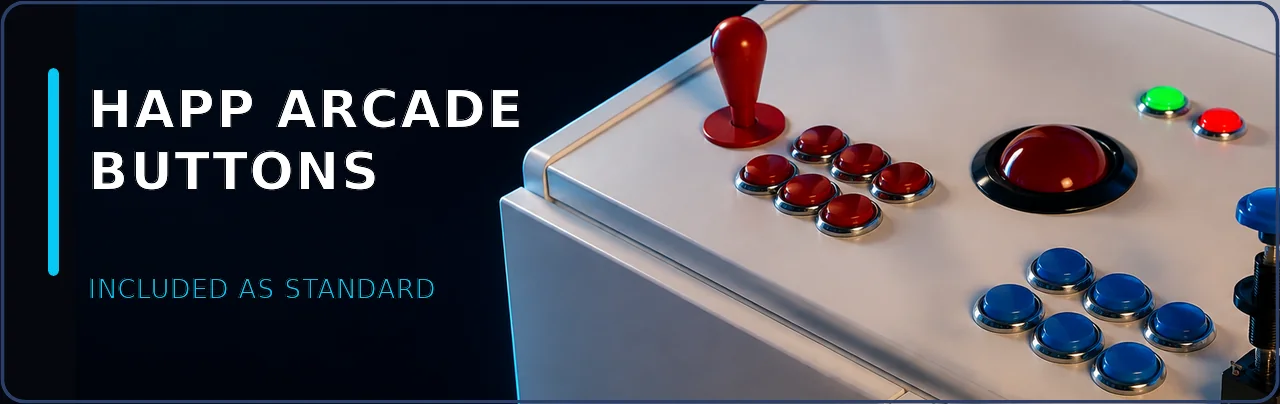 HAPP arcade buttons — included as standard