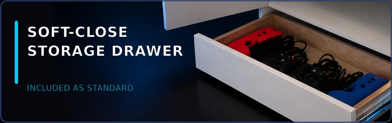 Soft-close storage drawer — included as standard
