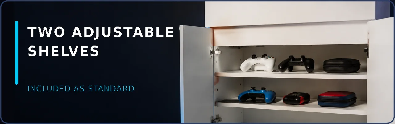 Two adjustable shelves — included as standard