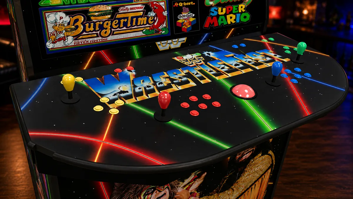 The 43-inch Level Up four-player control deck lit up