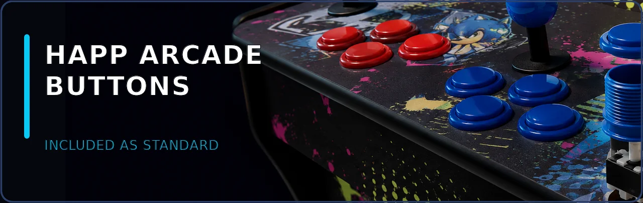 HAPP arcade buttons — included as standard