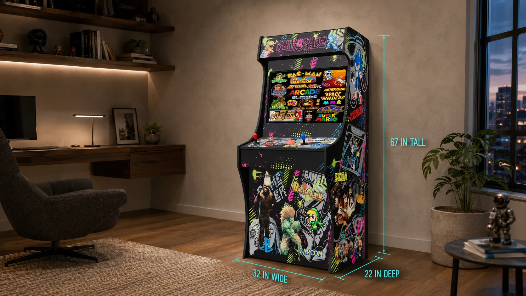 A Retro Revival cabinet in a home office — 32 inches wide, 22 inches deep, 67 inches tall